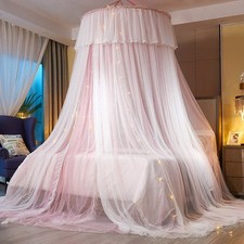 VETHIN Bed Canopy Princess for Girls,Bed Canopy Curtain Double Layer Sheer Me...