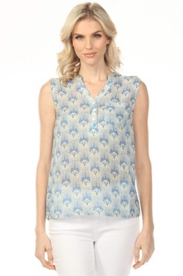 Charlie B Printed Gauze Sleeveless Shirt C4606-274C