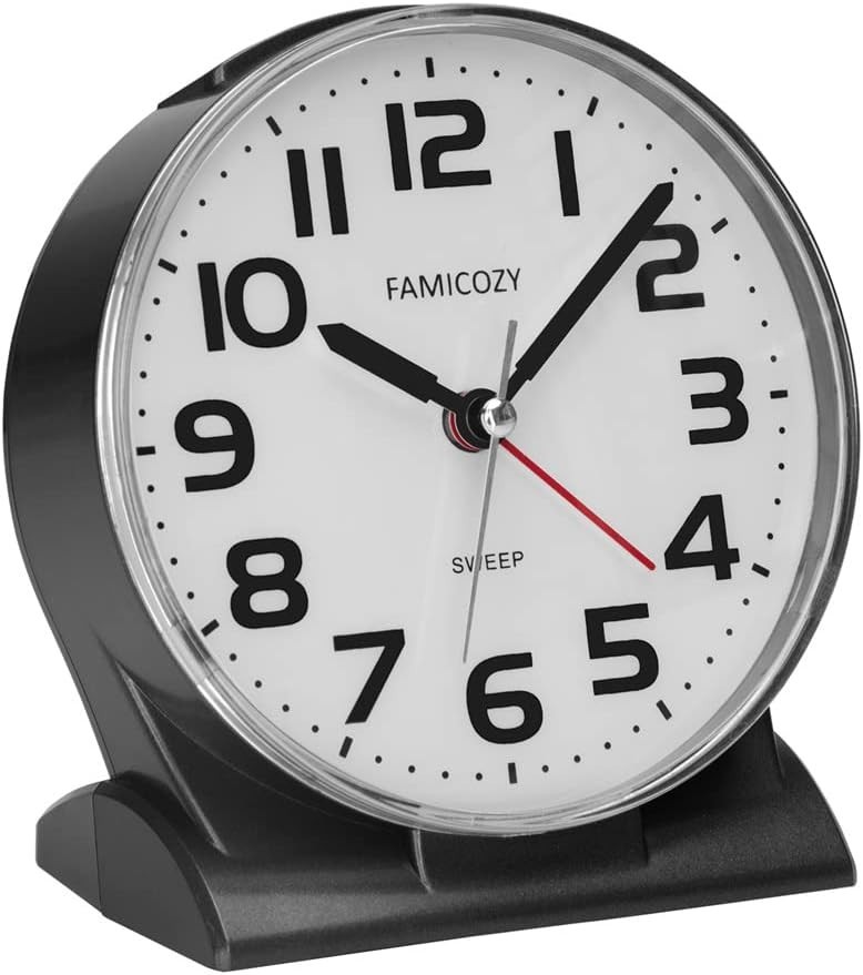 4.5" No Ticking Analog Alarm Clock,Silent Readable for Senio