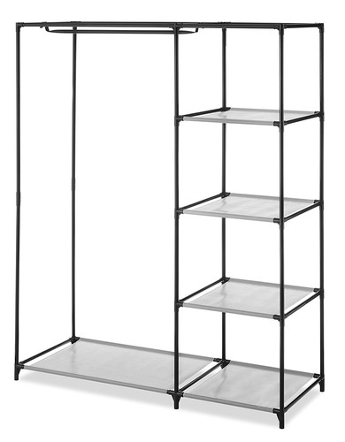 WHITMOR BLACK METAL CLOTHES RACK 46.25 IN. W X 58.25 IN. H - BLACK GRAY