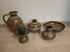 5tlg Vintage KMK Keramik Set – Dekor „Lima“ Handarbeit 60er/70er Erdtöne