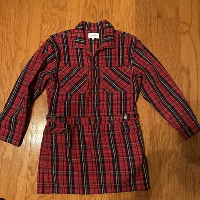 Current/Elliott Women s Sz 4 Red Plaid Mini Dress Tartan Denim Button Front
