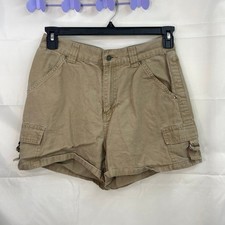 Vintage Riveted by Lee women's tan khaki cargo pocket relaxed shorts 28 waist