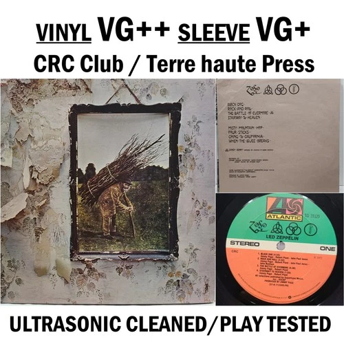 Led Zeppelin IV 4 Zoso LP Atlantic 1972 VG++ Vinyl Terre haute Club Press #73i