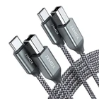 JXMOX USB B to USB C Printer Cable, (6.6ft 2-Pack) Nylon Braided USB B to C Cord