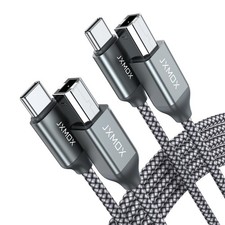 JXMOX USB B to USB C Printer Cable, 6.6ft 2-Pack Nylon Braided USB B to C Cord