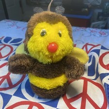 Vintage Dakin 1981 Bumble Bee Plush Brown And Yellow With Loop To Hang