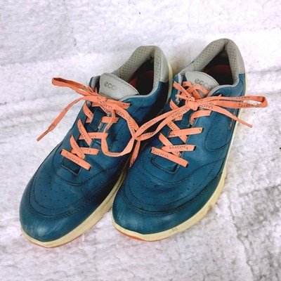 ECCO Yak Leather Biom Natural Motion Walking Shoes Teal Orange