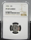 1955 Roosevelt Dime NGC PF 69 CAMEO