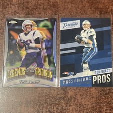 Tom Brady Patriots 2 Card Lot Panini Prestige PP-TB + Topps Chrome LOG-1 Refr