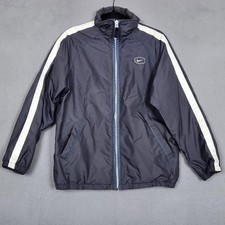 Vintage Nike Track Jacket Kids XL Navy White Full Zip Stripe Windbreaker Swoosh