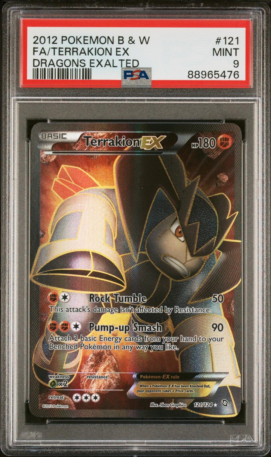 2012 Pokemon Dragons Exalted Terrakion EX Full Art #121 PSA 9