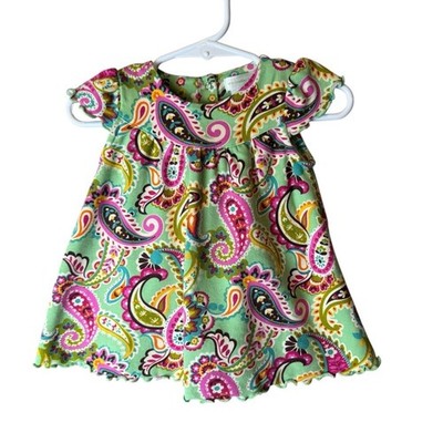 pink and green paisley dress Gretchen Scott Pink And Green Paisley Sheath Dress Mini Crew Neck 3/4  Sleeve XXS