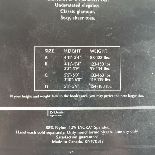 Victoria's Secret Classic Stockings Very Sexy Size B Black 15 Denier - Picture 4 of 4