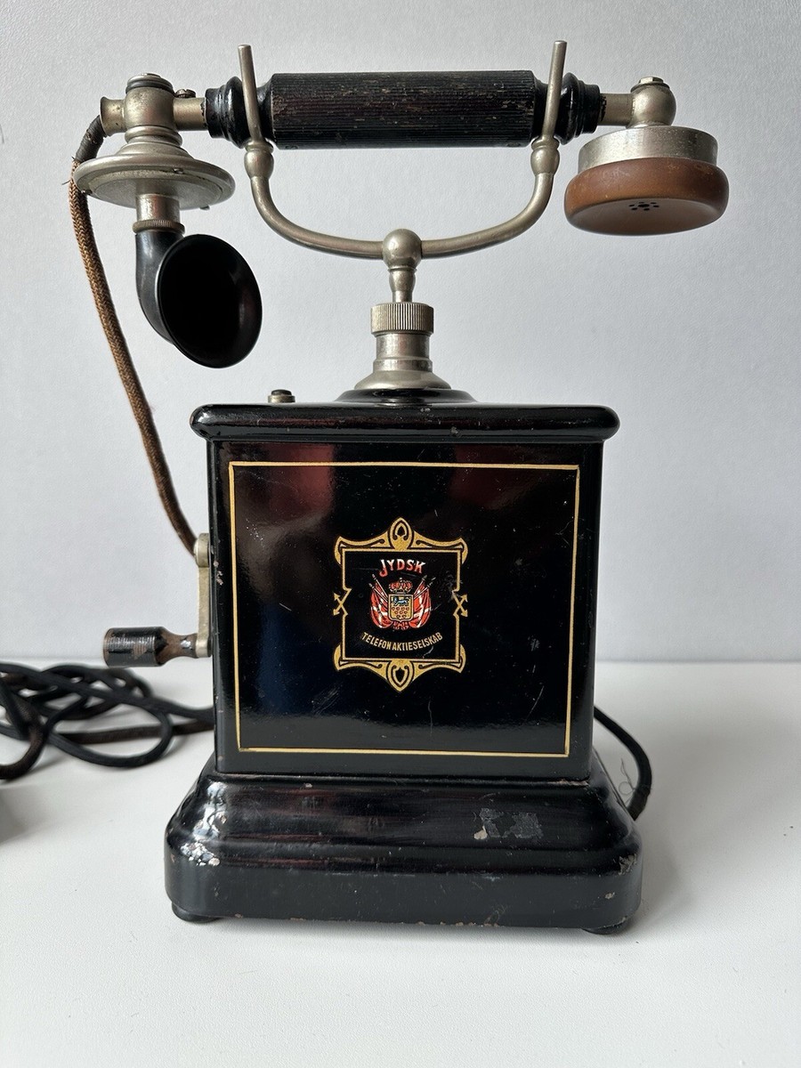 ANTIQUE JYDSK TELEFON AKTIESELSKAB HAND CRANK DESK PHONE | eBay