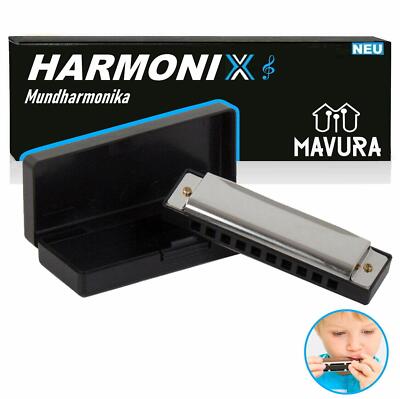HARMONIX Hochwertige Metall C-Dur Mundharmonica Mundharmonika 10Loch diatonisch