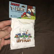 1981 BAGGED  UNUSED Smurfs T-Shirt Roller lets Play 14 Inch Plush