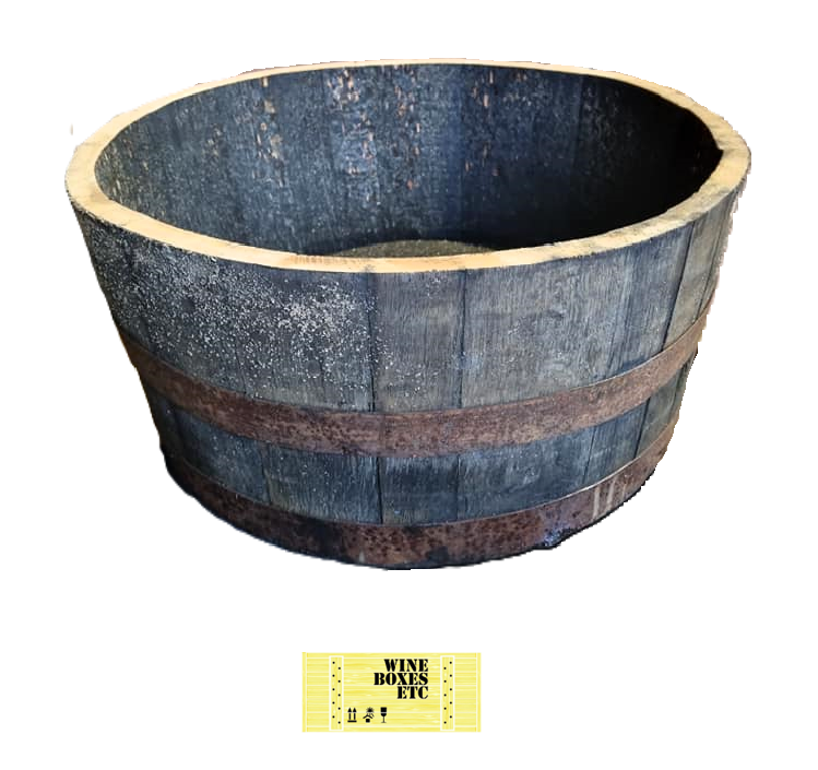 Half Oak Wooden Barrel Planter Flower Tree Pots Tubs Garden - CHOOSE ...