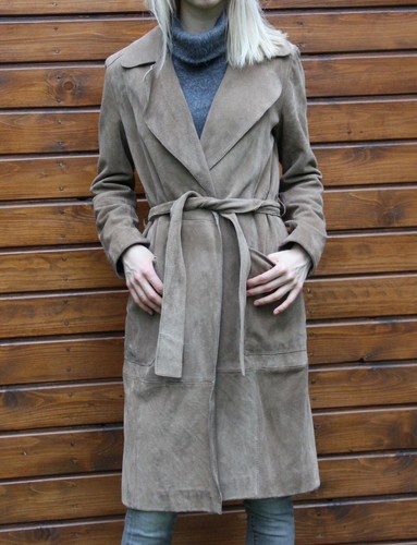 Mango Suede Trench Coat. Camel Sand 