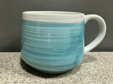 Clay Art Ombré Turquoise Coffee Mug Unused NOS Rare Find Signed