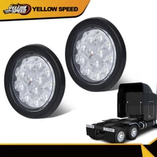 2pcs 4 Inch 12 LED Reverse Backup Tail Lights For Trailer Truck Clear Lens 12V