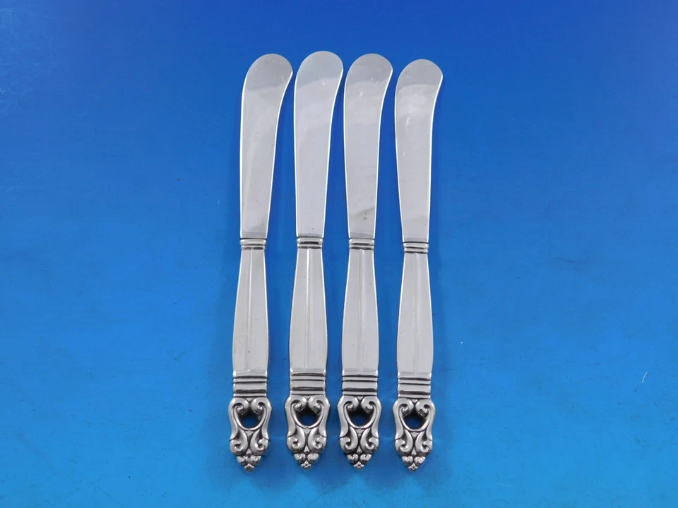 Juego de 12 esparcidores de mantequilla de plata esterlina Royal Danish by International HH AS Foto 3 de 4