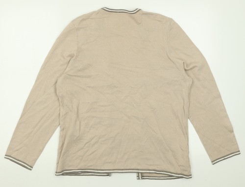 Womens Beige Crew Neck Striped Linen Blend Jumper Size 16 - Picture 2 of 12