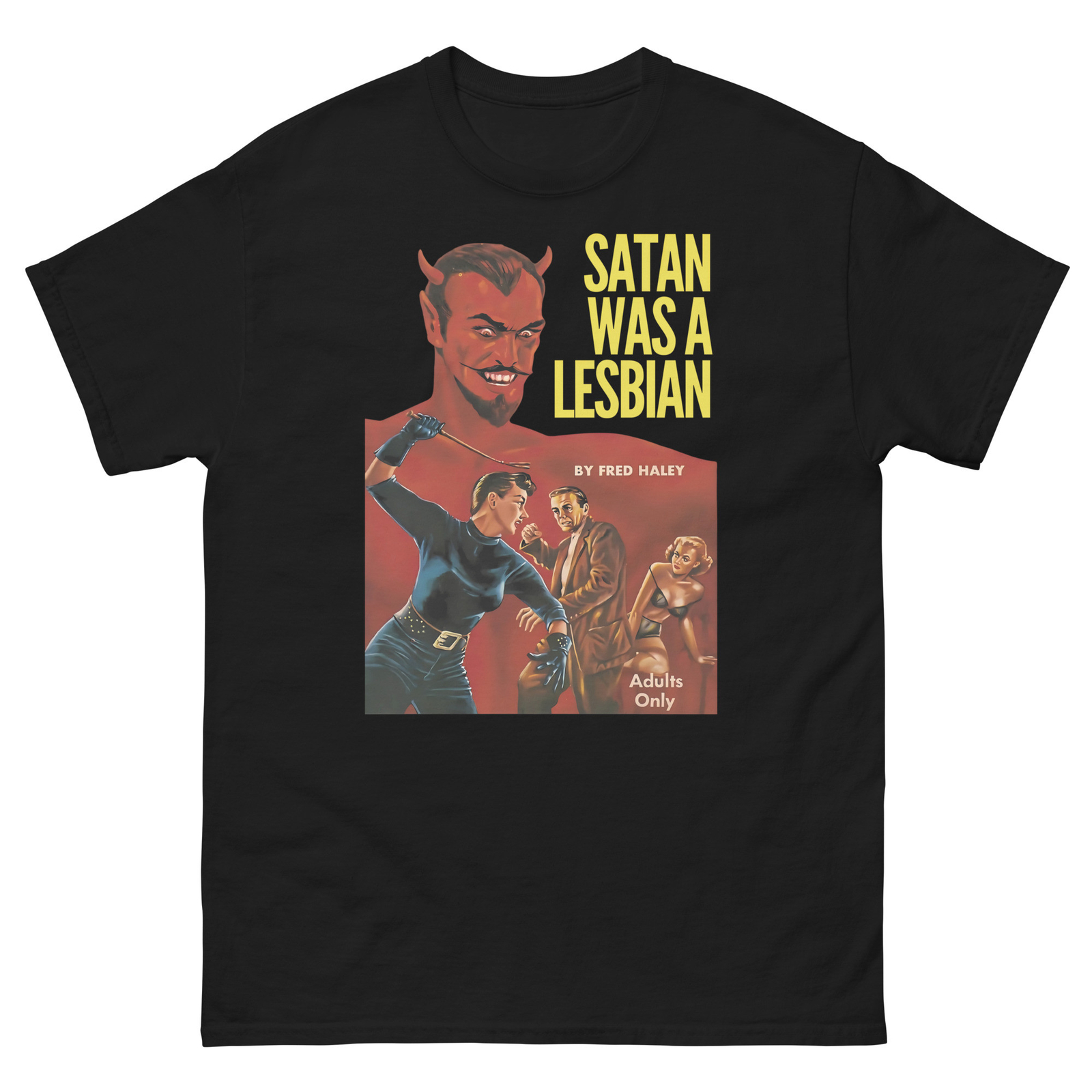 Satan Was a Lesbian T-Shirt | Vintage Pulp Fiction Graphic Tee | Retro Cult Nove