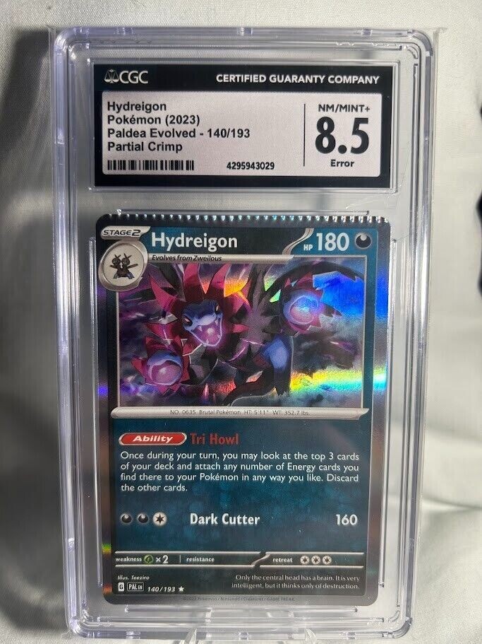 Holo Hydreigon 140/193 Rare Paldea Evolved CGC 8.5 Error Holo Hydreigon 140/193 Rare Paldea Evolved CGC 8.5 Error