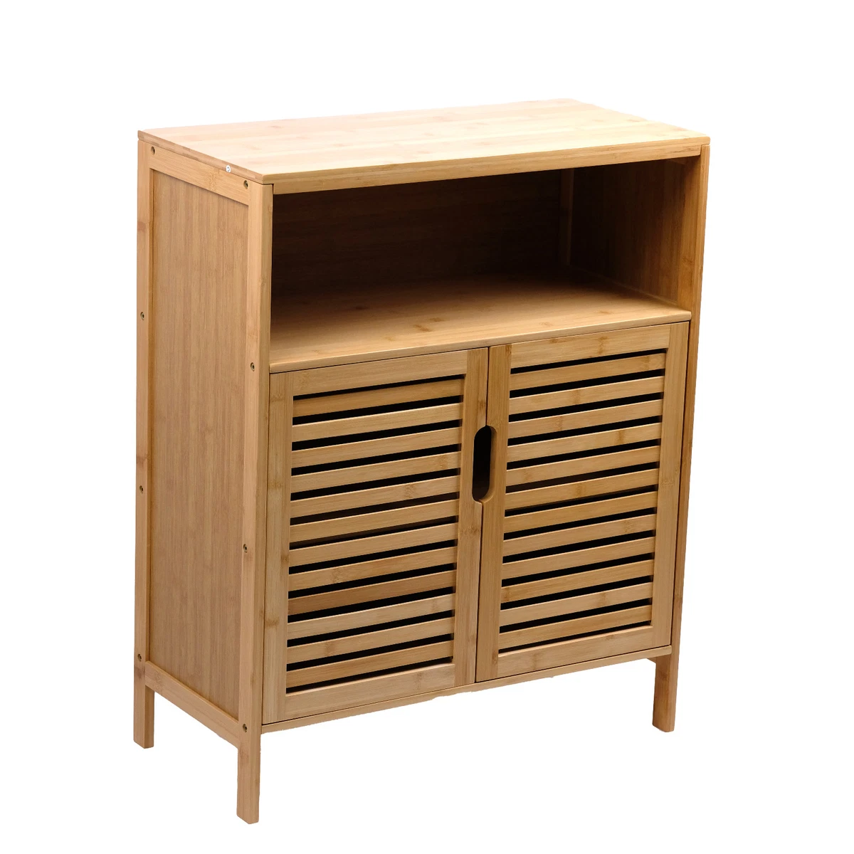 Armario de baño bambú estante de baño armario de baño con 3 estantes 81x65x31cm