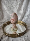Fenton Hand painted Pink Floral Egg On Pedestal That Glows