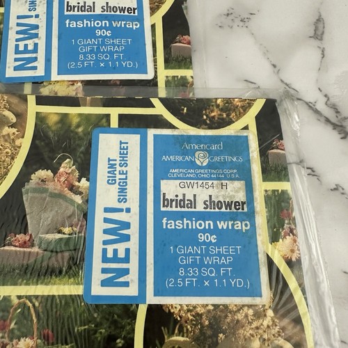 American Greetings Vintage Geschenkpapier Bridal Shower 90er versiegelt rosa Blumen - Bild 3 von 4