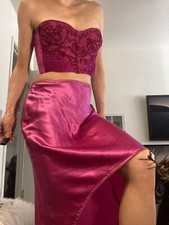 Vintage S/M Betsy Johnson 80s Y2K 90s SILK pink gold high low skirt punk goth