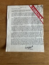 Lee Kerr Signed letter Kerr's Korner Boxing Letterhead Howard Cosell Topic Vtg