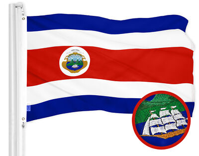 G128 Costa Rica Costa Rican Flag 3x5 Ft ToughWeave Series Embroidered 300D Poly
