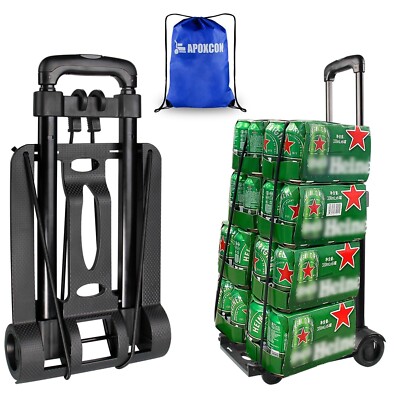 Folding Hand Truck, Foldable Dolly Cart with Two Wheels, Collapsible Hand Car...