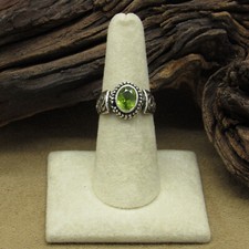 Sterling Silver and Peridot Ladies Size 7 Ring