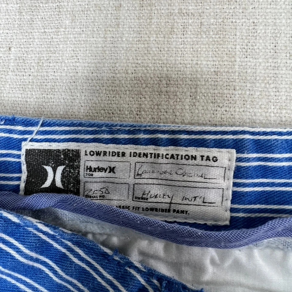 Pantalones Cortos Hurley Mujer Junior Talla 5 Azul Blanco Rayas Bolsillos Elastizados Foto 4 de 4