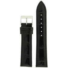 Watch Band Crocodile Grain Black Easy Change Springs 12mm - 20mm