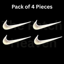 SWOOSH 2.5" Embroidered patch White Sew Iron/On Patches pack of 4 Free Fast-Ship