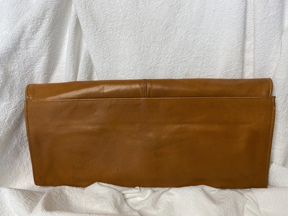 Bolso clutch rectangular vintage años 70 “RONES” cuero marca australiana icónica marrón tostado Foto 4 de 4