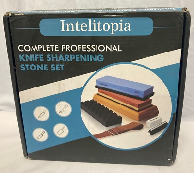 Intelitopia Complete Knife Sharpening Stone Set, NEW (dmgd bx)