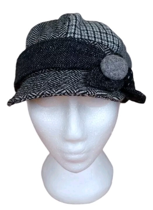 BOLD PATCHWORK WOOL BLEND NEWSBOY/HAT CAP BY GRAC… - image 1