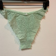 Cabernet 15583 Green Scalloped Thong Panties Underwear Thin Straps Nwt New M/L