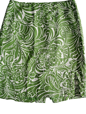 Loft Womens Skirt Green Floral Silk Blend Pencil Straight Size 4