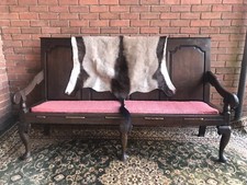 Period Antique 1760 George III Four Panel Great Hall Oak Settle