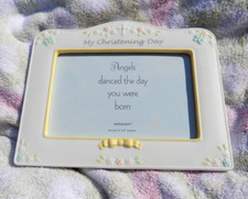 Amscan My Christening Day Photo Frame 4x6 Ceramic Raised Butterfly Trim Sweet 