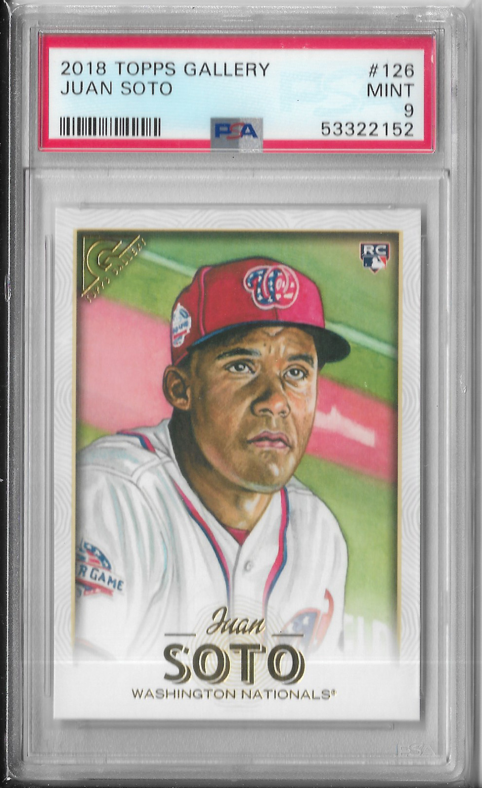 PSA 9 Mint 2018 Topps Gallery JUAN SOTO Rookie RC #126 Nationals!!!