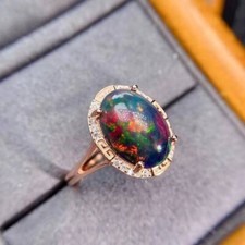 Opal Ring, Natural Ethiopian Opal Ring, Black Opal Ring, 925 Sterling Silver Rin