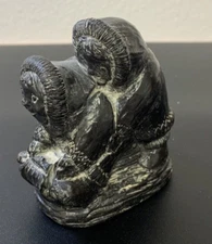 Vintage A Wolf Original Inuit Sculpture Figurine Eskimos Sledding Native 